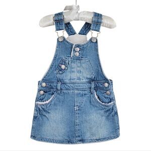 Levi's Jean Overalls Mini Skirt Faux Sherpa Lined Girls Infant Toddler Size 24mo